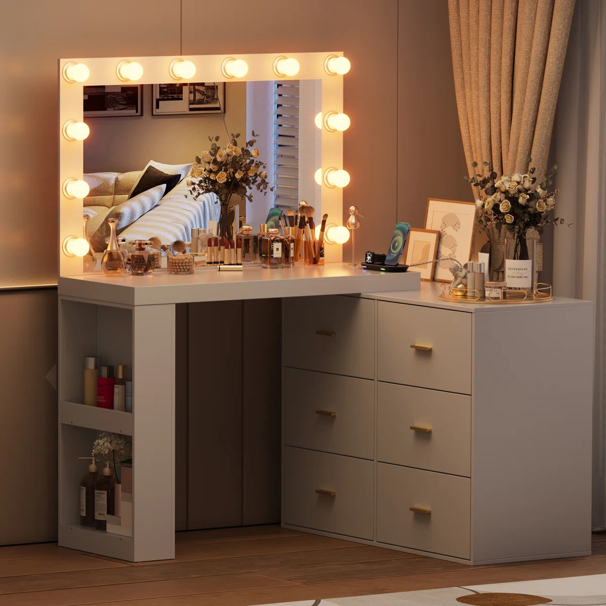 6 drawers makeup desk